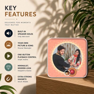 Personalized Rakhi Memory Musical Fridge Magnet Custom Photo & Audio Gift for Brother Sister  Unique Raksha Bandhan Keepsake
